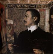 Franz von Stuck Self-Portrait at the Easel china oil painting reproduction